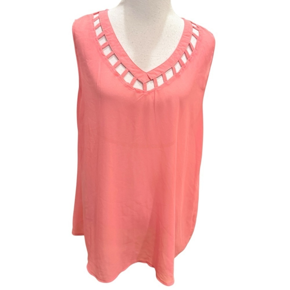 Dila Women’s Semi Sheer Sleeveless V-Neck with Keyhole Neckline Flowy Pull-Over